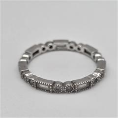 925 Sterling Silver Round & Baguette CZ Eternity Stacking Ring Band Size 10.25